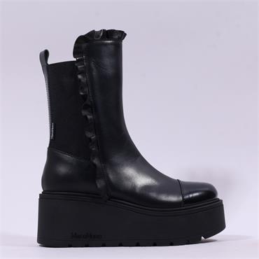 Marco Moreo Vale Frill Toe Cap Boot - Black Leather